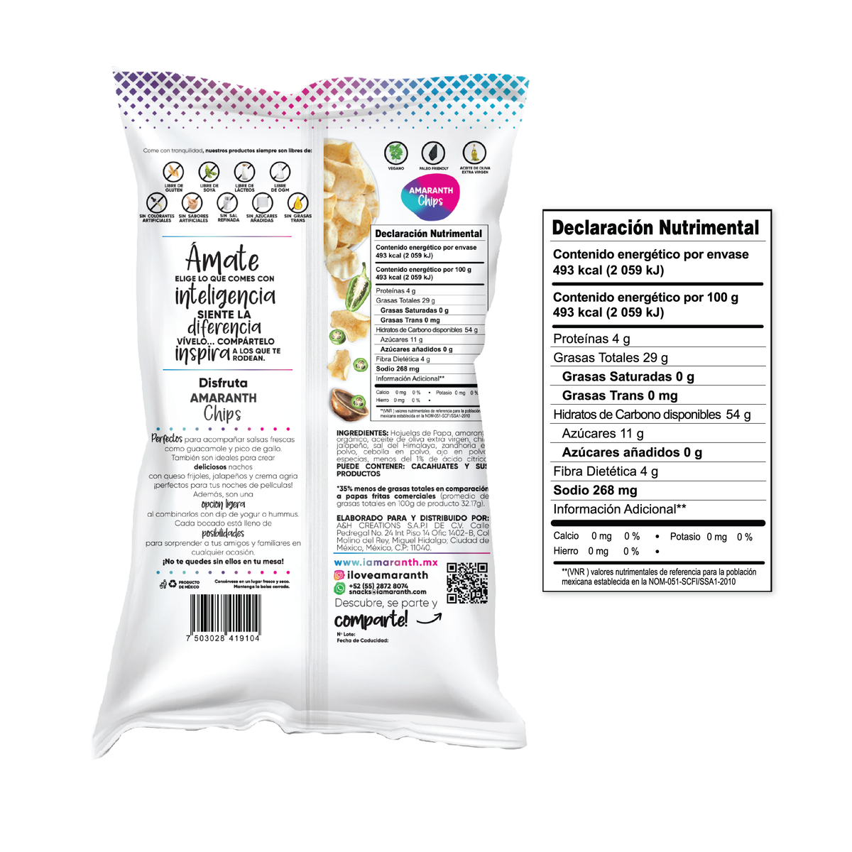 Amaranth Chips - Jalapeño y Sal Himalaya 100g