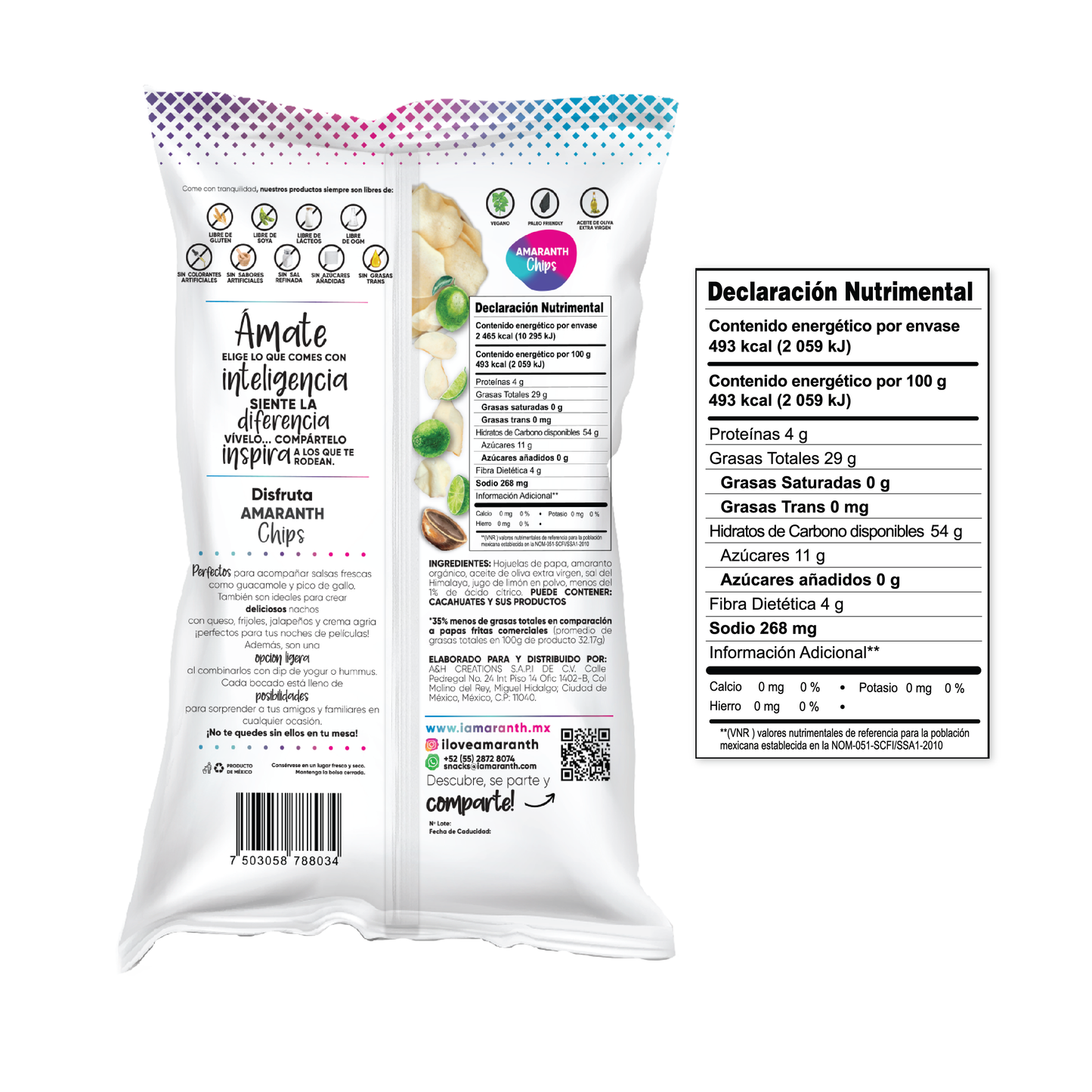 Amaranth Chips - Limón y Sal Himalaya 100g